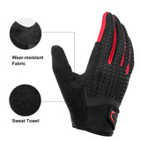Full Finger MTB Gloves Large Size for Mountain Road Bike Breathable Red Rockbros Unisex Device V382-UNIREDGLOVERBL