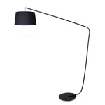 Sarantino Metal Arc Floor Lamp in Black Finish with Linen Taper Shade LMP-MLM-447