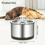 YES4PETS Automatic Electric Pet Water Fountain Dog Cat Stainless Steel Feeder Bowl Dispenser V278-PWS-101-2L5