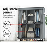 Artiss Large Portable Clothes Closet Wardrobe with Shelf Grey DIY-WR-175-GY