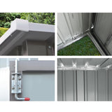 Giantz Garden Shed 1.95x1.31M Sheds Outdoor Storage Steel Workshop House Tool Double Door SHED-FLAT-4X6-BR-ABC