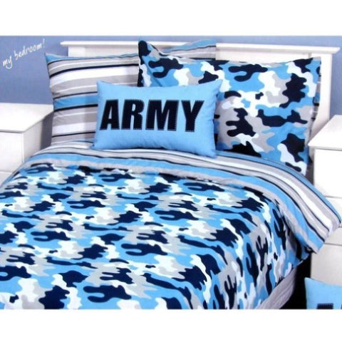 Army Camouflage Blue Quilt Cover Set Single V442-CAP-QUILTCS-WORKSHOPARMY-BLUE-SB