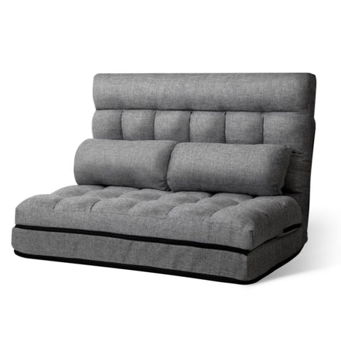 Artiss Lounge Sofa Bed 2-seater Grey Fabric FLOOR-SBL-170LIN-GY