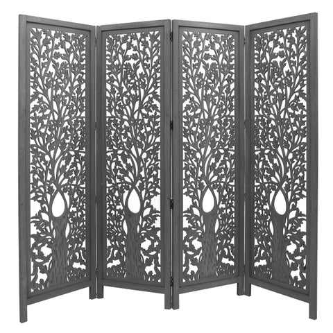 Life Dig 4 Panel Room Divider Screen Privacy Shoji Timber Wood Stand - Dark Grey V315-VO-VAR80-DG