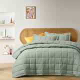 Vintage Design Homewares Sage French Linen Coverlet Set Queen V442-HIN-COVERLETS-FRENCHLINEN-SAGE-QS