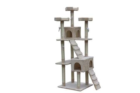 YES4PETS 180 cm Cat Kitten Scratching Post Tree W ladder-Beige V278-CT182_BEIGE