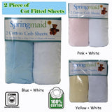 2 Piece of Baby Cot Cotton Fitted Sheet Pink & White V442-ABR-FITTEDS-COTTON-PINK-CT