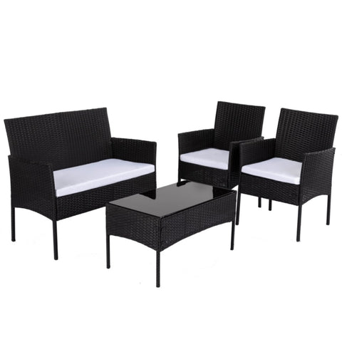 Ville 4-Seater PE Wicker Outdoor Lounge Sofa Set V264-OTF-521S-BLK-UK