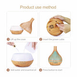 Essential Oil Aroma Diffuser and Remote - 400ml Narrow Top Wood Mist Humidifier V238-SUPDZ-39913463283792