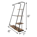 Freestanding Closet with 3 Shelves Organizer Storage Clothes Hanger Rail Garment Shelf Shoe Rack V278-FREESTANDING-OPEN-CLOSET