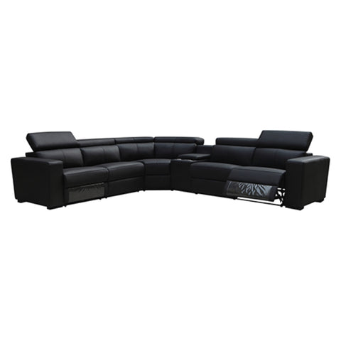 6 Seater Real Leather sofa Black Color Lounge Set for Living Room Couch with Adjustable Headrest V43-SOF-BOSTN-BL
