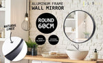 Wall Mirror Round Aluminum Frame Bathroom 60cm BLACK V274-FT-BM-ALUR-BK60