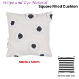 VTWonen Stripe and Eye Natural Square Filled Cushion 50cm x 50cm V442-HIN-CUSHION-STRIPEANDEYE-NATURAL-SQ