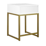 Sarantino Emilia Bedside Table Night Stand - White/Gold TBL-172-07-WHGD