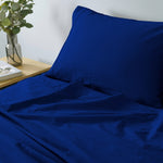 Royal Comfort Vintage Washed 100 % Cotton Sheet Set Double - Royal Blue ABM-10002573