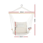 Gardeon Hammock Chair Hanging with Armrest Camping Hammocks Cream HM-CHAIR-ARM-CREAM