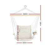 Gardeon Hammock Chair Hanging with Armrest Camping Hammocks Cream HM-CHAIR-ARM-CREAM