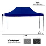 Gazebo Tent Marquee 3x4.5m PopUp Outdoor Wallaroo Blue GAZ-POP-3X45-BU