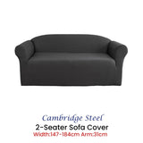 Elan Cambridge Extra-stretch Couch Cover Steel Two Seater Steel V442-INT-COUCHC-CAMBRIDGE-STEEL-2S
