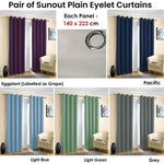 Pair of Blockout Plain Eyelet Curtains Grey V442-ABR-CURTAIN-PLAINEYELET-GREY-RE