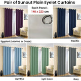 Pair of Blockout Plain Eyelet Curtains Blue V442-ABR-CURTAIN-PLAINEYELET-BLUE-RE