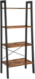 Rustic brown and black steel Metal Frame 4 Tier bookshelf V178-11055