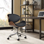 Artiss Wooden Office Chair Leather Seat Black OCHAIR-BS-5429-WA