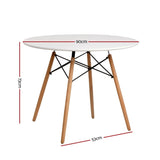 Artiss Dining Table Round White 4 Seater 90CM BA-BB-DSW-TAB90-WH