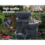 Gardeon Solar Water Feature with LED Lights 4-Tier Blue 72cm FOUNT-BOWL-BLUE