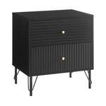 Sarantino Diego Bedside Table Night Stand with 2 Drawers - Black TBL-075-05-BK