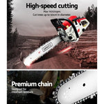 Giantz Chainsaw Petrol 62CC Bar Commercial E-Start Pruning Chain Saw,Giantz Chainsaw Petrol 62CC CSAW-62CC-N-20IN-OV-RDWH