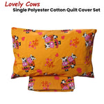 Lovely Cows Polyester Cotton Quilt Cover Set Single V442-ABR-QUILTCS-LOVELYCOWS-ORANGE-SB