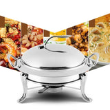 SOGA 2X Stainless Steel Gold Accents Round Buffet Chafing Dish Cater Food Warmer Chafer with Glass CHAFINGDISHSOUPGOLDX2