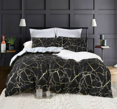 Reversible Design Super King Size Black Duvet Quilt Cover Set V493-MSK-460A