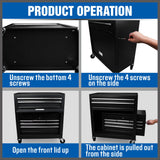 Black Tool Box 7 Drawer Chest Cabinet Trolley Toolbox Garage Storage Lockable Brake V465-95233