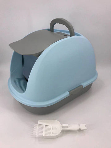 YES4PETS XL Portable Hooded Cat Toilet Litter Box Tray House w Charcoal Filter and Scoop Blue V278-MSP-0008-BLUE