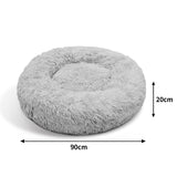 Pet Dog Bed Bedding Warm Plush Round Comfortable Dog Nest Light Grey Large 90cm Large V360-PTDB0000-LG-L