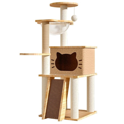 Cat Scratcher Bed Tower with Hammock Climbing Flower Tree Condo Ladder 120cm V462-HG-75-02
