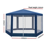 Instahut Gazebo2x2m Marquee Wedding Party Tent Outdoor Camping Mesh Wall Canopy Shade Gazebos Navy GAZEBO-WED-C-FG-222-NA