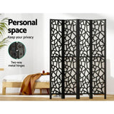 Artiss 4 Panel Room Divider Screen 162x170cm Clover Black RD-4016-4P-BK