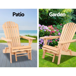 Gardeon 2PC Adirondack Outdoor Chairs Wooden Sun Lounge Patio Furniture Garden Natural FF-BEACH-CHOTTO-NTL-2X