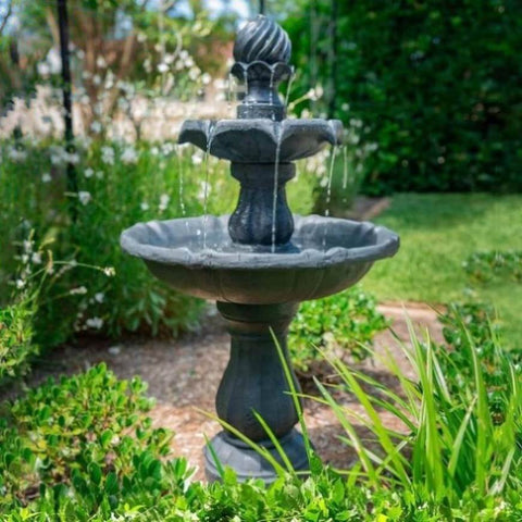 PROTEGE Water Fountain Solar Powered 3 Tiered Battery Outdoor Bird Bath with LED Lights V219-PMPFPKPROA3TG