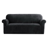 Artiss Sofa Cover Couch Covers 3 Seater Velvet Black SCOVER-VEL-3-BK