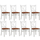 Lupin Dining Chair Set of 8 Crossback Solid Rubber Wood Furniture - White Oak V315-VOD-HOBA-03-8PC-KIT