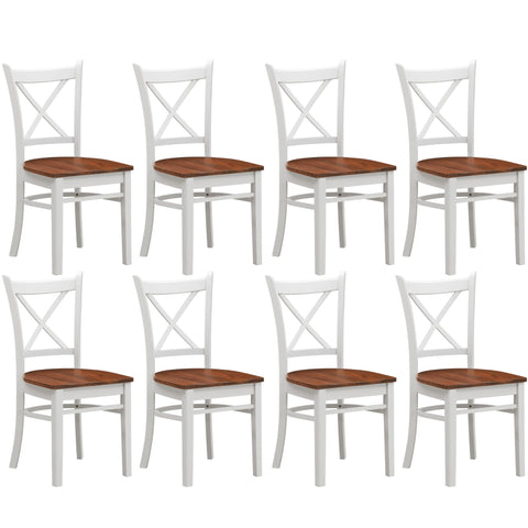 Lupin Dining Chair Set of 8 Crossback Solid Rubber Wood Furniture - White Oak V315-VOD-HOBA-03-8PC-KIT