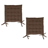 Set of 2 Chair Pads with Ties 40 x 40 cm Chocolate V442-BZO-CHAIRCU-SETOF2SOLID-CHOCOLATE-SQ