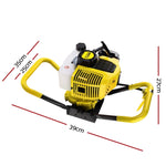 Giantz 80CC Post Hole Digger Motor Only Petrol Engine Yellow DI-SVFV-YE