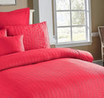 Seersucker Super King Size Quilt/Duvet Cover Set - Red V493-PASK-04