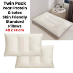 Twin Pack Pearl Protein & Latex Skin Friendly Standard Pillows 48 x 74 cm V442-ATX-PILLOW-TWINPEARLLATEX-NATURAL-ST