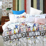 Modern City Natural Cotton Quilt Cover Set Single V442-ABR-QUILTCS-MODERNCITY-NATURAL-SB